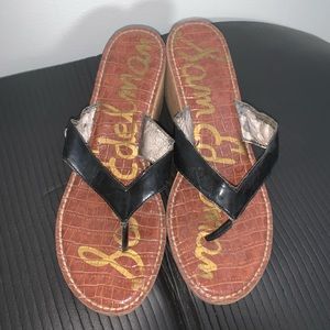 Sam Edelman Wedge Sandals Slides 10 Black